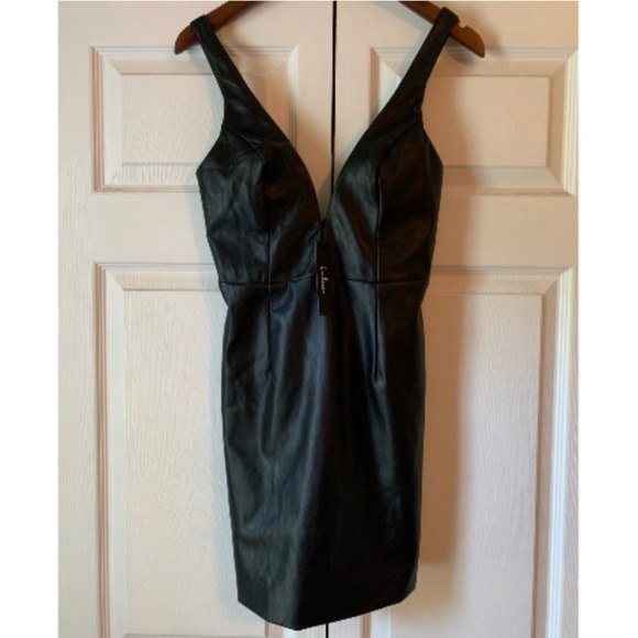NWT Lulus Perfect Pick Black Vegan Leather Dress - Picture 6 of 12